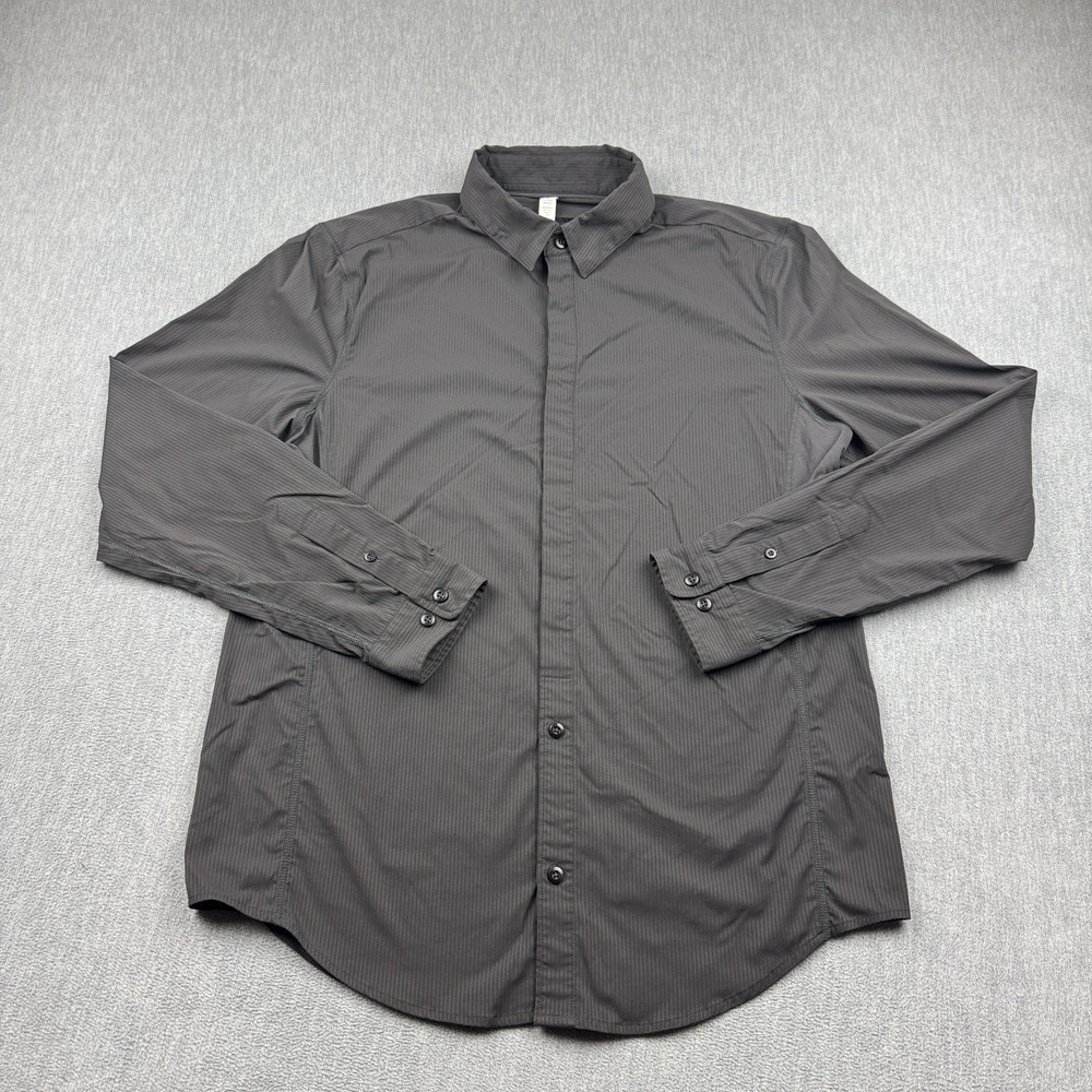 Lululemon Shirt Mens Large Gray Mission Long Sleeve Casual Button Down‎ Snap Top